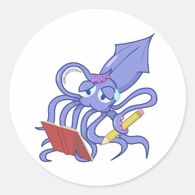 Die zeichnenden Calamari Runder Aufkleber (Vorderseite)