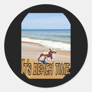 Die Zeit am Strand Runder Aufkleber