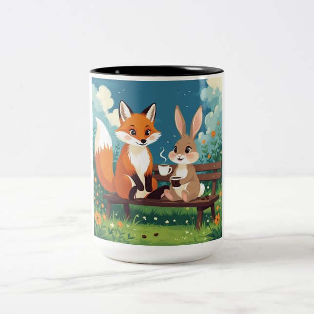 Die Zeit des Fuchs und des Kaninchens Zweifarbige Tasse (Mittel)