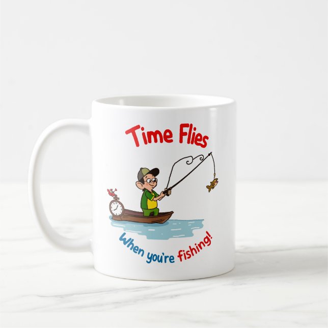 Die Zeit Fliegt Beim Angeln Kaffeetasse (Links)