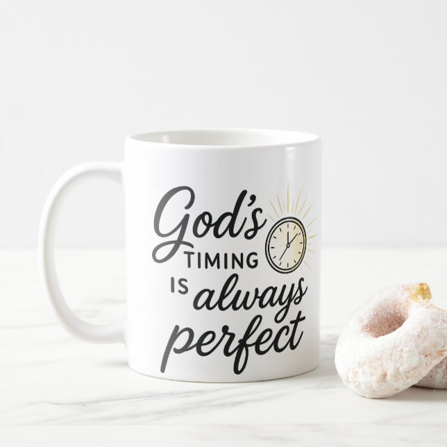 Die Zeit Gottes ist perfekt 15 Oz Kaffee Tasse (Mit Donut)