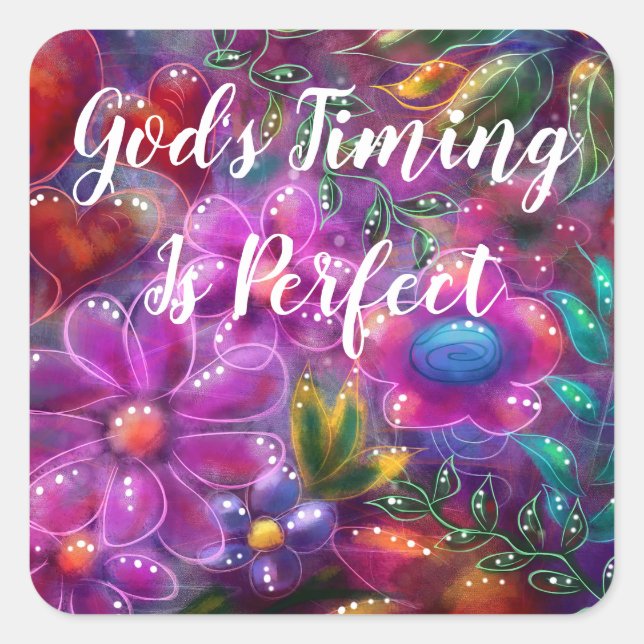 Die Zeit Gottes ist perfekt Abstrakt rosa und blas Quadratischer Aufkleber (Vorderseite)
