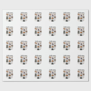 Die Zeit ist Halloween Hexe Kürbis Schädel_1 Geschenkpapier