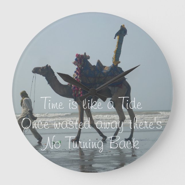 Die Zeit ist wie eine Flut, wenn man einmal versch Große Wanduhr (Vorderseite)