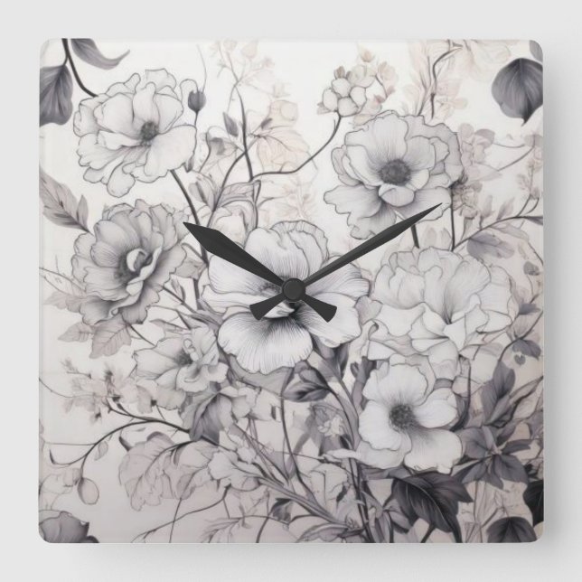 Die Zeit kann schwarz und weiß sein Quadratische Wanduhr (Vorderseite)
