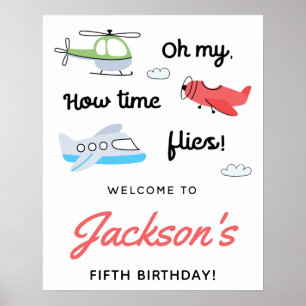 Die Zeit vergeht Flugzeug Hubschrauber Geburtstag Poster