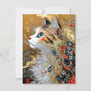 Die Zen-Katze Vintage-Japanisches Ukiyo-e Postkarte