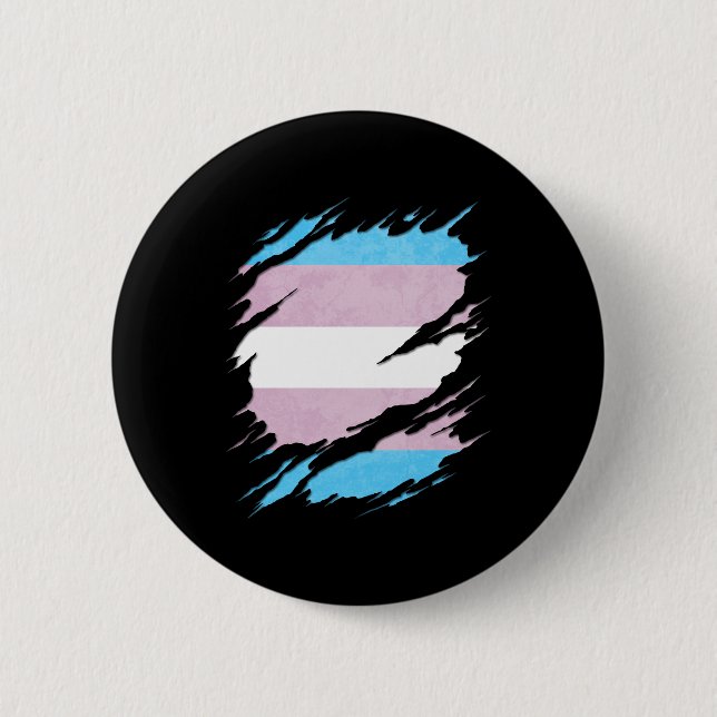 Die zerrissene Transgender-Stolz-Flagge decken auf Button (Vorderseite)