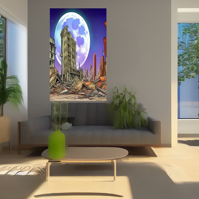 Die zerstörte Stadt | AI Art Poster (Von Creator hochgeladen)