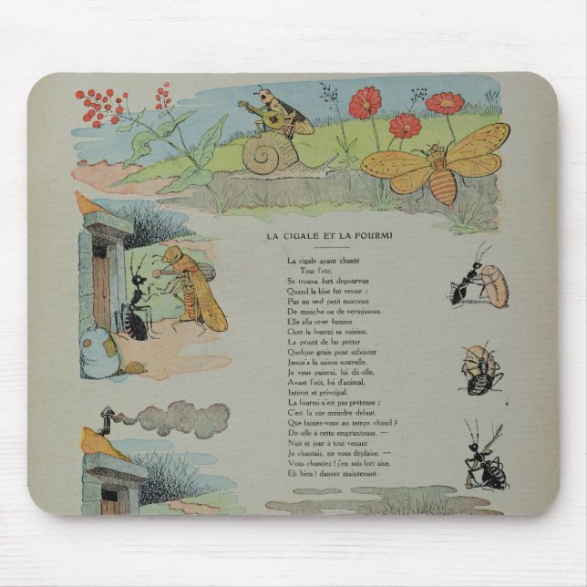 Die Zikade und die Ameise von den Fabeln Mousepad (Vorne)