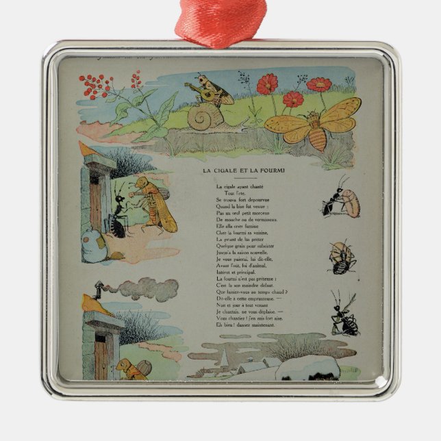 Die Zikade und die Ameise von den Fabeln Ornament Aus Metall (Vorne)