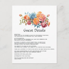 Die Zimmer sind blau, rosa, orange und grün. Begleitkarte