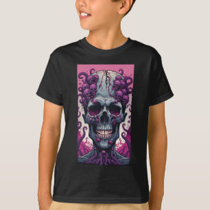 Die Zombie hat ein Gehirn, das ihren Kopf bedeckt T-Shirt