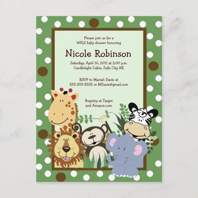 Die ZOO CREW Jungtiere Babydusche Postkarte (Vorderseite)