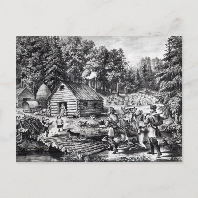 Die Zuhause des Pioniers an der Western-Grenze Postkarte (Vorderseite)