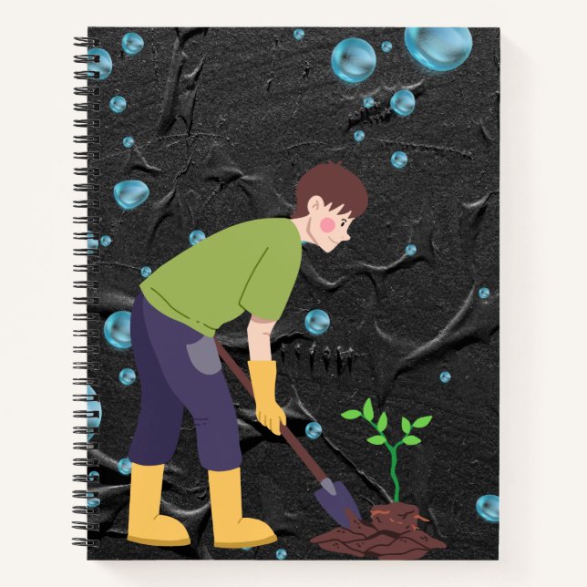 Die Zukunft des Wachstums: Kind pflanzt einen Baum Notizbuch (Vorderseite)