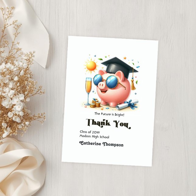 Die Zukunft ist das Foto des Abschlusses der Finan Dankeskarte (The Future is Bright Finance Graduation Photo Thank You Card)