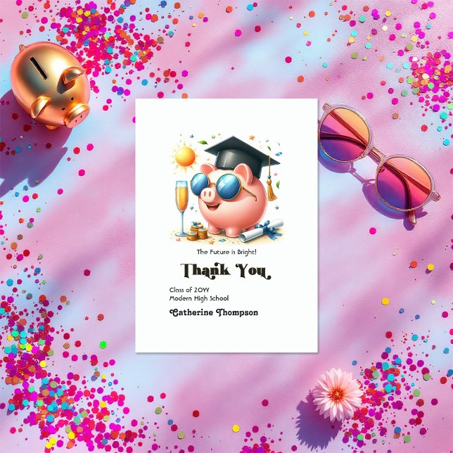 Die Zukunft ist das Foto des Abschlusses der Finan Dankeskarte (The Future is Bright Finance Graduation Photo Thank You Card)