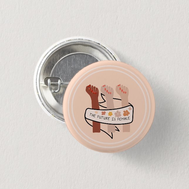 Die Zukunft ist feministisch weiblich Button (Vorne & Hinten)