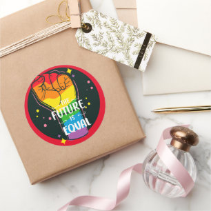 Die Zukunft ist gleich hoch Runder Aufkleber