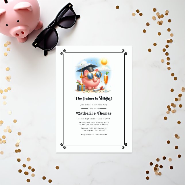 "Die Zukunft ist gut", Abschluss für Finanzen Einladung ("The Future Is Bright" Finance Graduation Invitation)