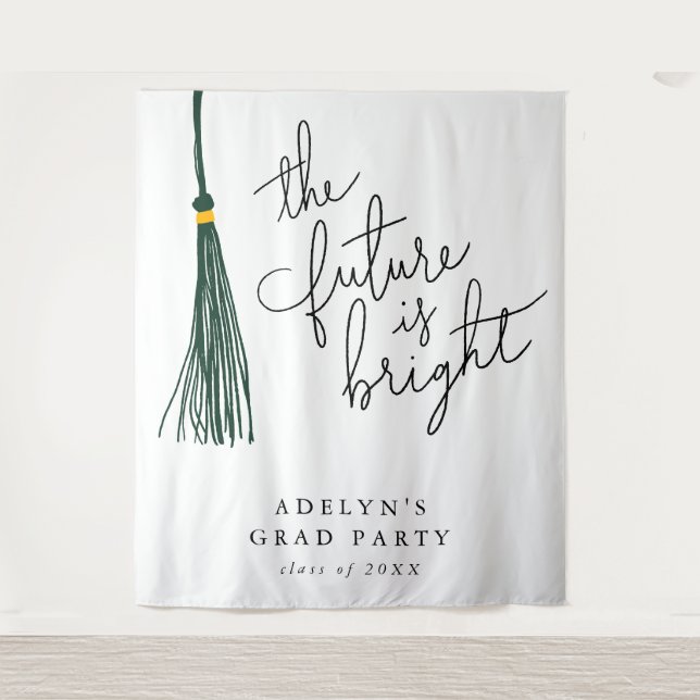 Die Zukunft ist hell grüner Tassel modern Wandteppich (Vorderseite)