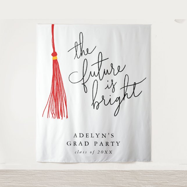 Die Zukunft ist hell roter Tassel modern Wandteppich (Vorderseite)