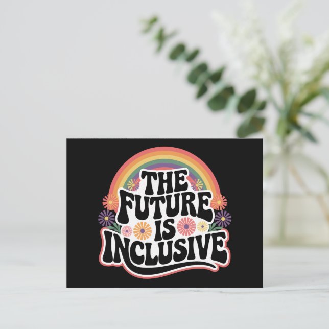 Die Zukunft ist inklusives Rainbow LGBTQ Flag Gay Postkarte (Stehend Vorderseite)