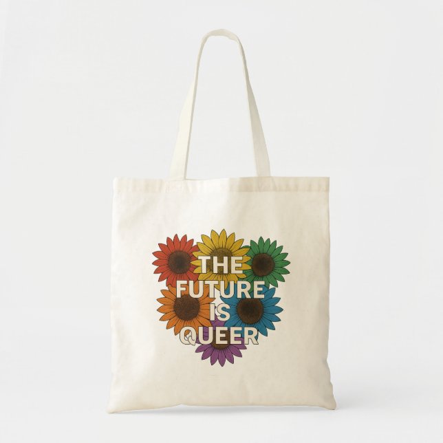 Die Zukunft ist Que - Regenbogenblumen Tragetasche (Vorne)