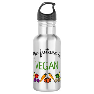 Die Zukunft ist VEGAN, personalisiert, Ihr Name Edelstahlflasche