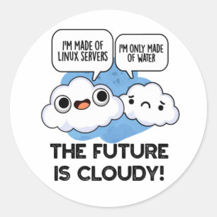 Die Zukunft ist wolkig witziger Wettercomputer Puf Runder Aufkleber