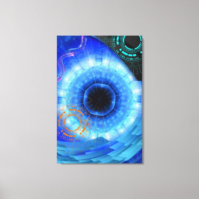 DIE ZUKUNFT UND DIE VERGANGENHEIT IN EINER TÜR. LEINWANDDRUCK (Vorderseite)