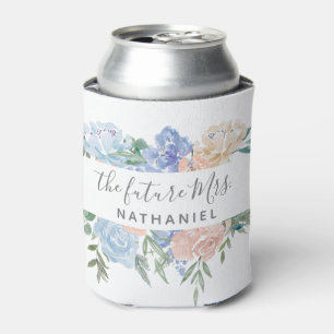 Die zukünftige Mrs Dusty Blue und Pink Blumen Dosenkühler