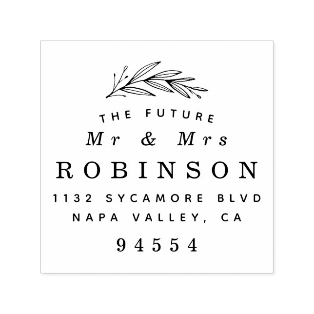 Die zukünftige Rücksendeadresse von Mr & Mrs. Form Permastempel (Design)