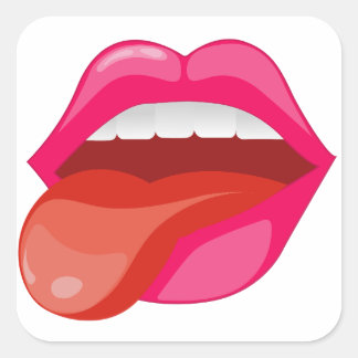Die Zunge heraushalten Quadratischer Aufkleber