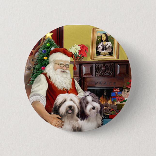 Die zwei bärtigen Colliese des Weihnachtsmanns Button (Vorderseite)