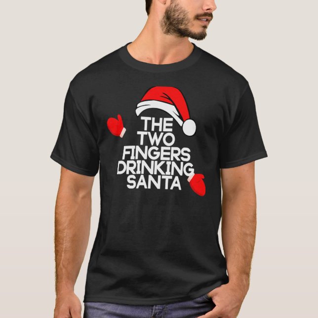 Die zwei Fingers trinken Santa Funny Bourbon Chris T-Shirt (Vorderseite)