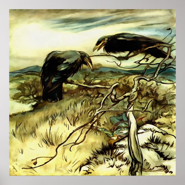 Die zwei Krähen oder die Twa-Korbweide machen eine Poster (Vorne)