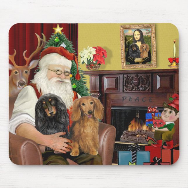 Die zwei langhaarigen Dackeln des Weihnachtsmanns Mousepad (Vorne)