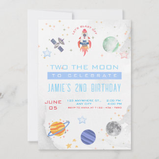 Die zweite Geburtstagsparty des Mondes Weltraums Einladung