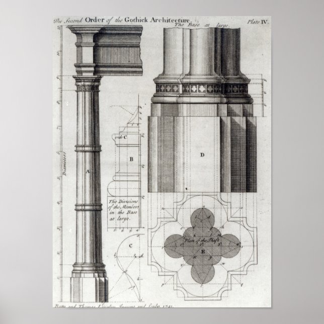 Die zweite Ordnung der gotischen Architektur, 1741 Poster (Vorne)