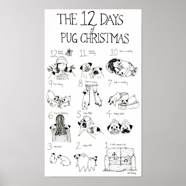 Die zwölf Tage des Mops Weihnachten Poster (Vorne)
