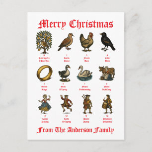 Die zwölf Weihnachtstage Feiertagspostkarte