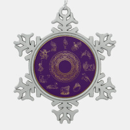 Die zwölf Weihnachtstage Lila Schneeflocken Zinn-Ornament