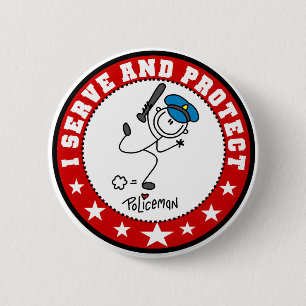 Dienen und Schützen Polizist Button