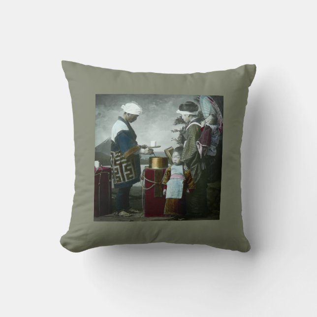 Dienender süßer Wein Amazake Vintages altes Japan Kissen (Vorderseite)