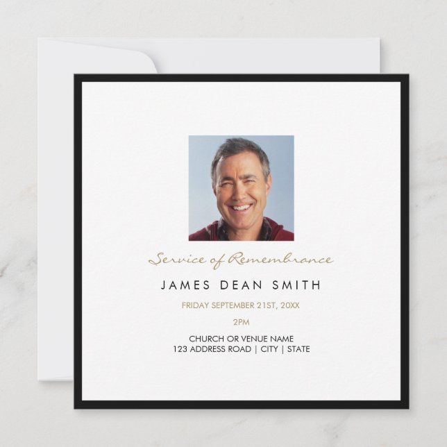 Dienst an der Gedenkfeier Foto Beerdigung Einladung (Vorderseite)