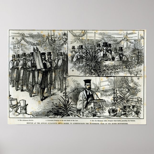 Dienst an der jüdischen Synagoge Poster (Vorne)