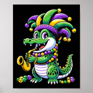 Dienstag, Fettcut Alligator Jester Hat Carnival Pa Poster