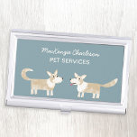 Dienste für Hunde Visitenkarten Dose<br><div class="desc">Ein niedliches Corgi Hundedesign auf einem aquamarinen grünen Hintergrund. Ideal für Hundeschuhwanderer,  Hundegroßhändler,  Haustier-Sitter und alle anderen Haustierdienste. Originelle Kunst von Nic Squirrell.</div>